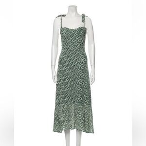 Green and white floral reformation midi dress